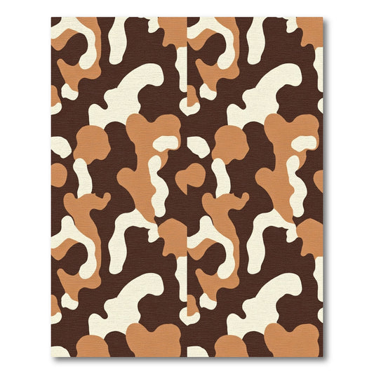 Brown Cream Camo Abstract Organic Forms Rug