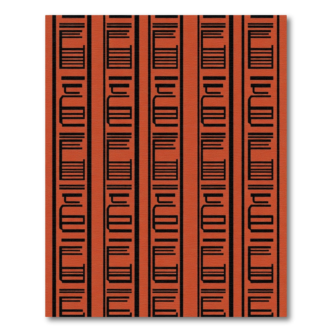 Terracotta Black Vertical Barcode Abstract Rug