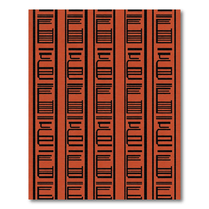 Terracotta Black Vertical Barcode Abstract Rug