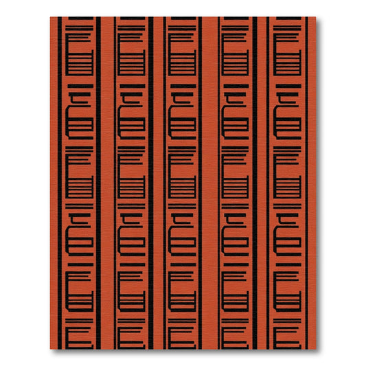 Terracotta Black Vertical Barcode Abstract Rug