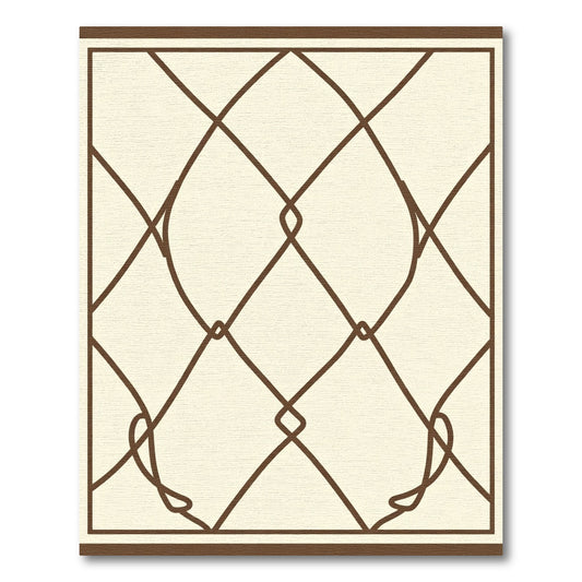 Cream Brown Intersecting Diamond Swirl Rug