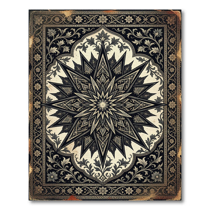 Monochromatic Gothic Starburst Ornate Medallion Rug