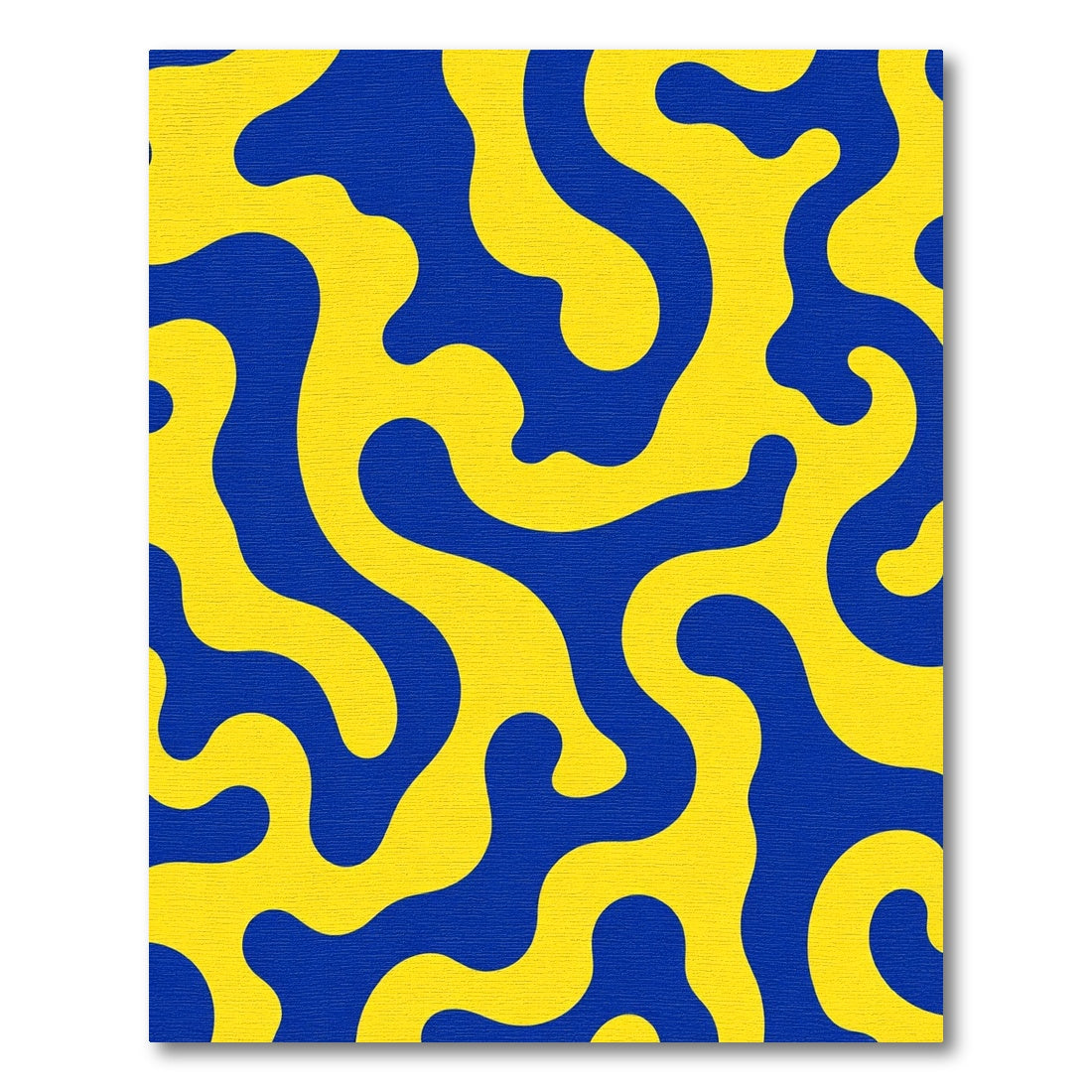 Bold Yellow Blue Amoeba Flow Rug