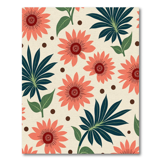 Coral Daisy Botanical Cream Rug