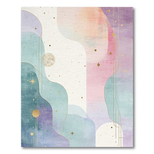Ethereal Teal Purple Starry Waves Rug