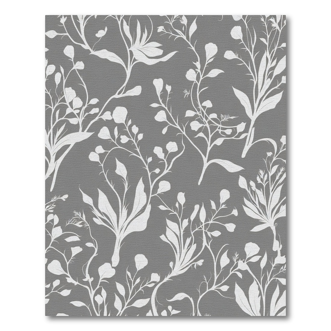 Modern Gray White Botanical Vine Rug