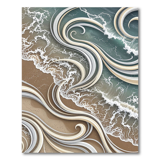 Coastal Swirl Waves Beach Abstract Rug