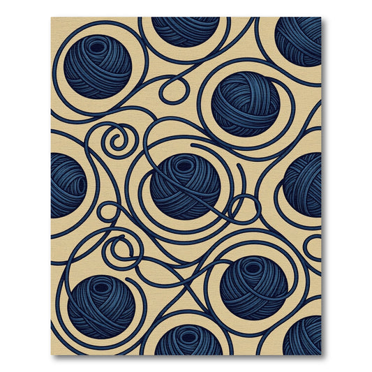 Navy Blue Swirling Yarn Ball Rug