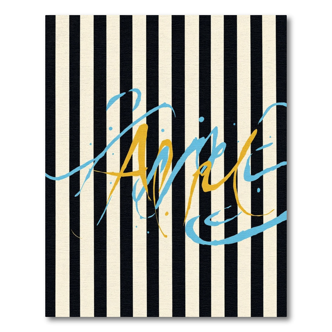 Bold Black Cream Striped Splatter Rug