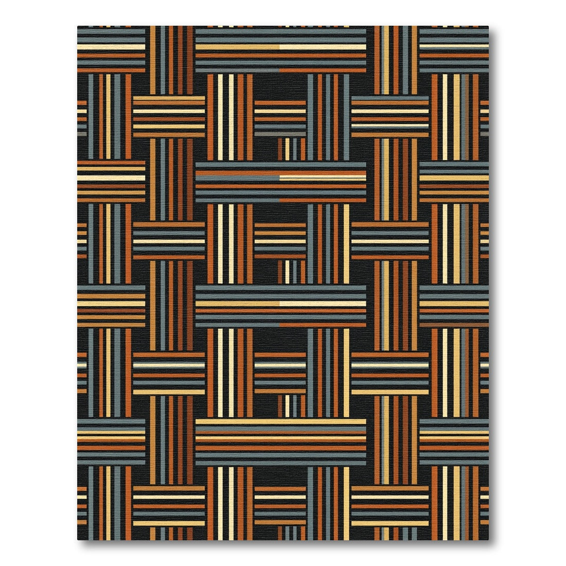 Mid Century Earth Tone Woven Grid Rug