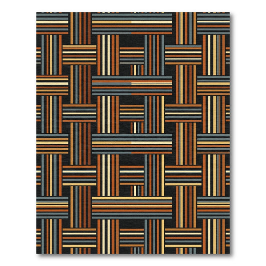 Mid Century Earth Tone Woven Grid Rug