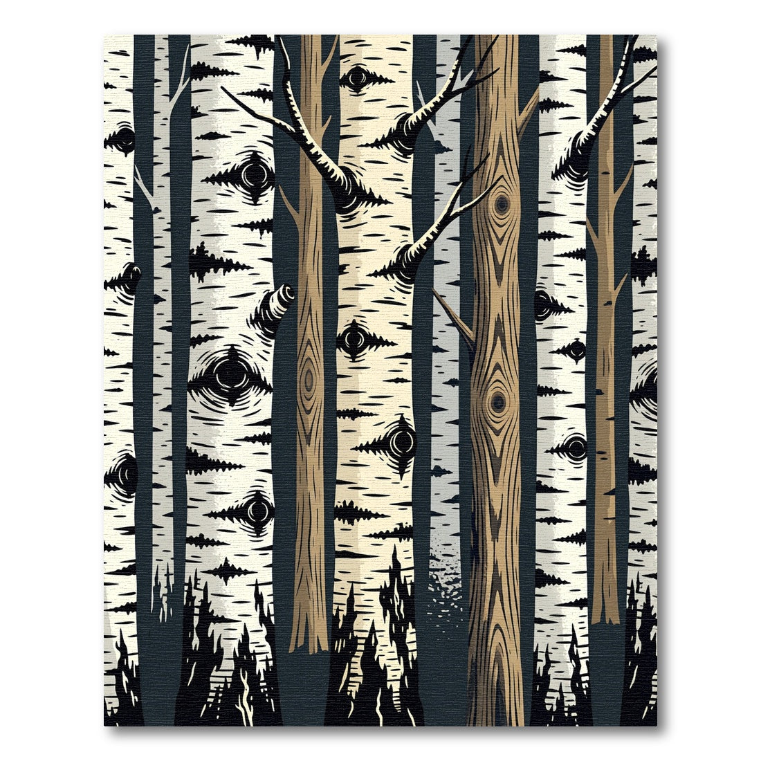 Black and White Forest Birch Rug