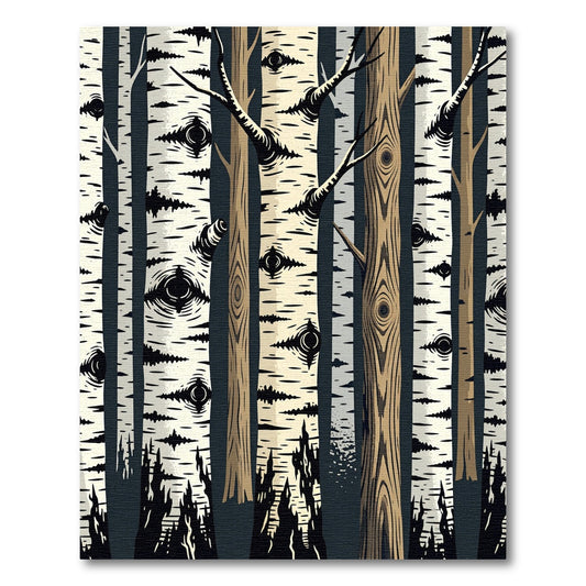 Black and White Forest Birch Rug