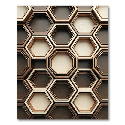 Sophisticated Bronze Metallic Geometric Hexagon Rug