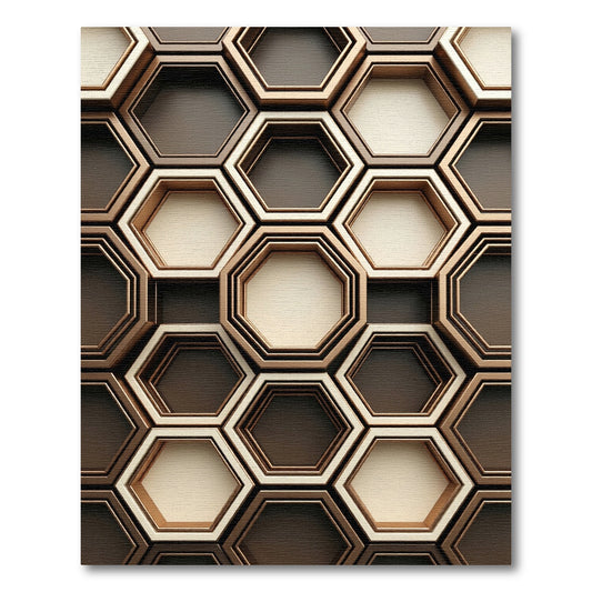 Sophisticated Bronze Metallic Geometric Hexagon Rug