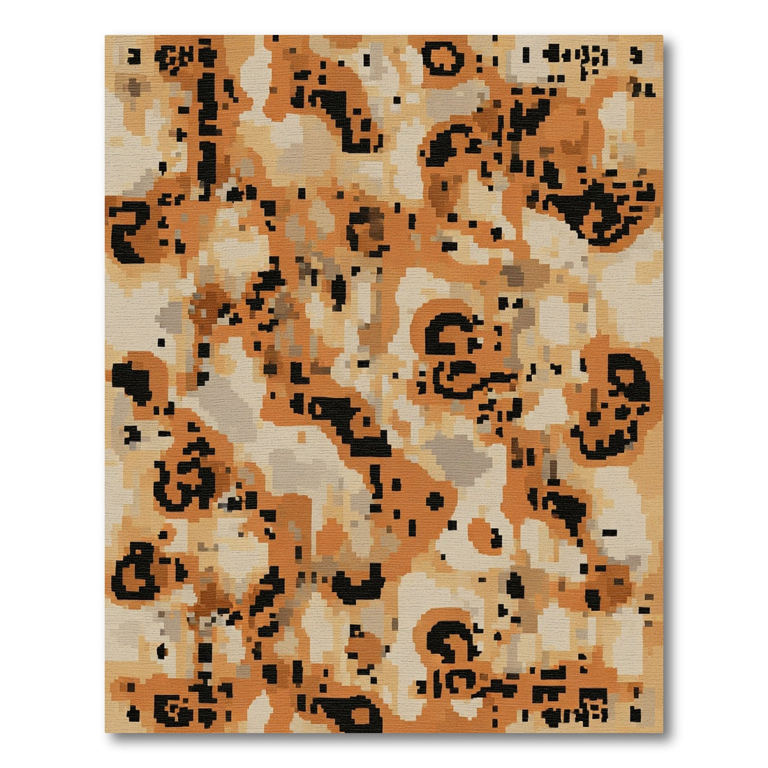 Rustic Orange Camouflage Organic Forms Rug