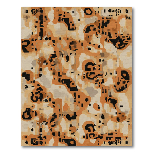 Rustic Orange Camouflage Organic Forms Rug