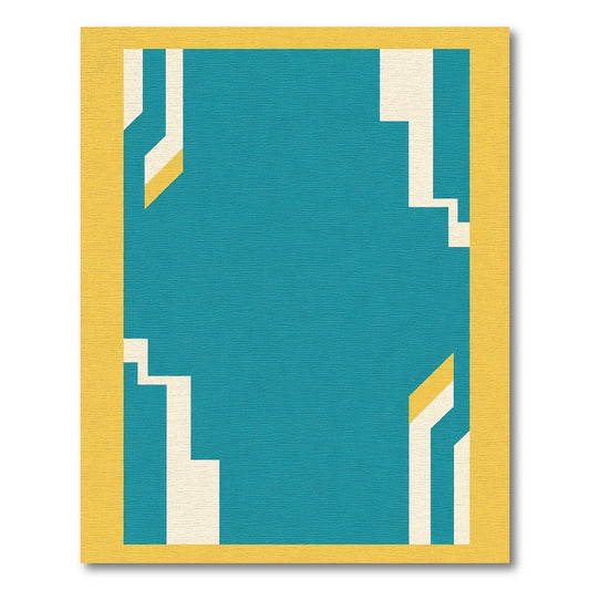 Teal Yellow Geometric Accent Rug