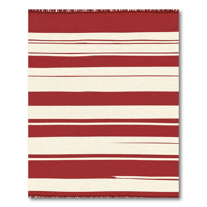 Bold Red Cream Stripe Rug