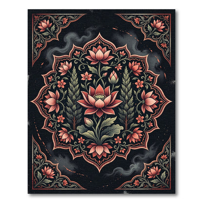 Elegant Lotus Medallion Floral Art Rug
