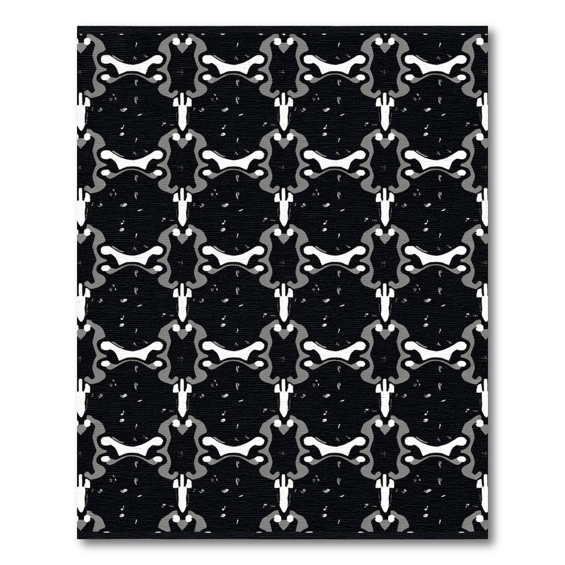 Black White Abstract Rhythmic Shapes Rug