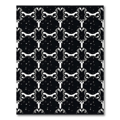 Black White Abstract Rhythmic Shapes Rug