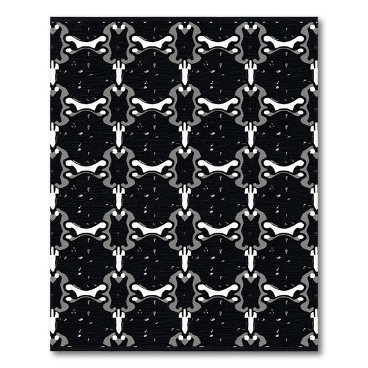 Black White Abstract Rhythmic Shapes Rug