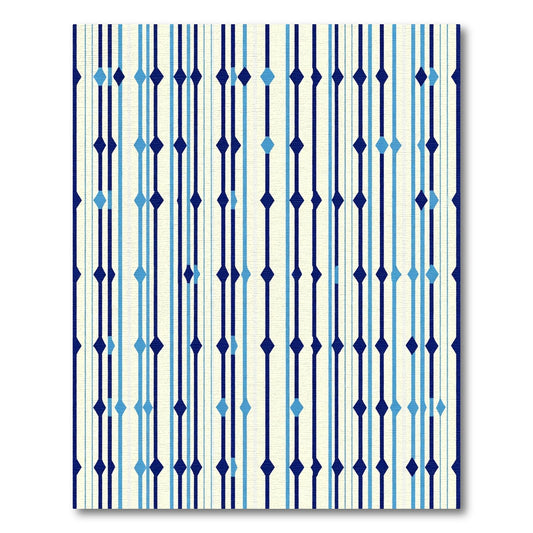 Navy Blue Diamond Vertical Stripe Rug