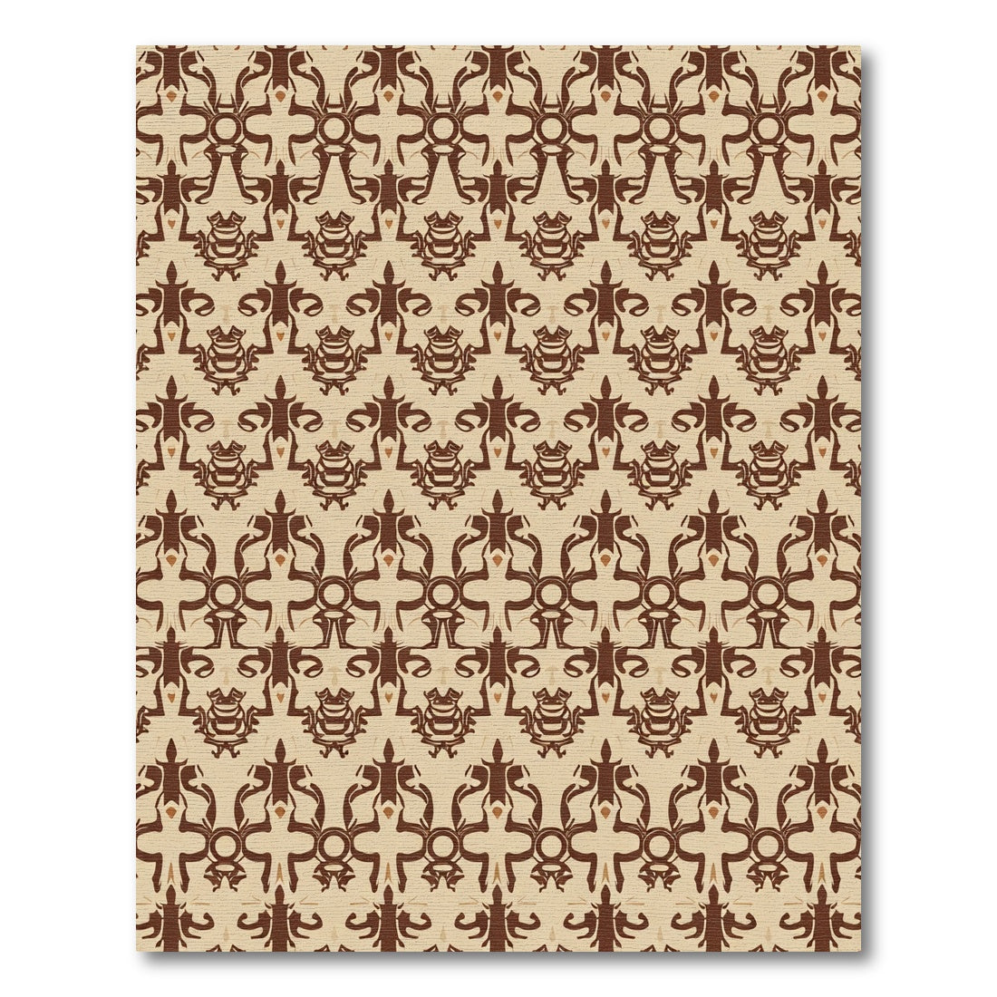 Ornate Brown Tan Abstract Symmetry Rug