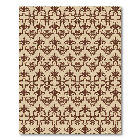 Ornate Brown Tan Abstract Symmetry Rug