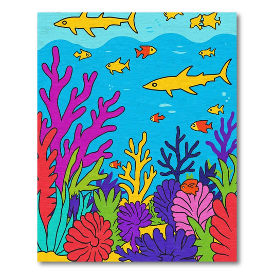 Ocean Life Colorful Coral Reef Scene Rug