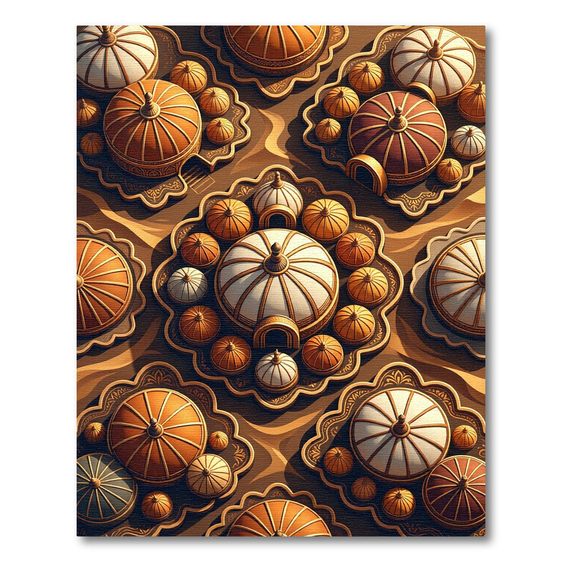 Golden Ochre Dome Cluster Arrangement Rug