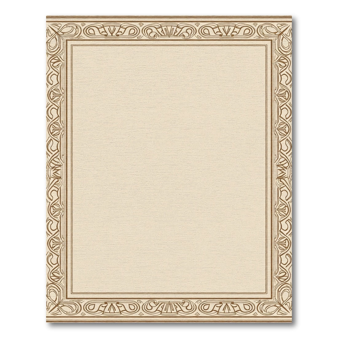 Elegant Tan Art Nouveau Border Rug