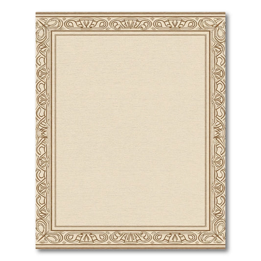 Elegant Tan Art Nouveau Border Rug
