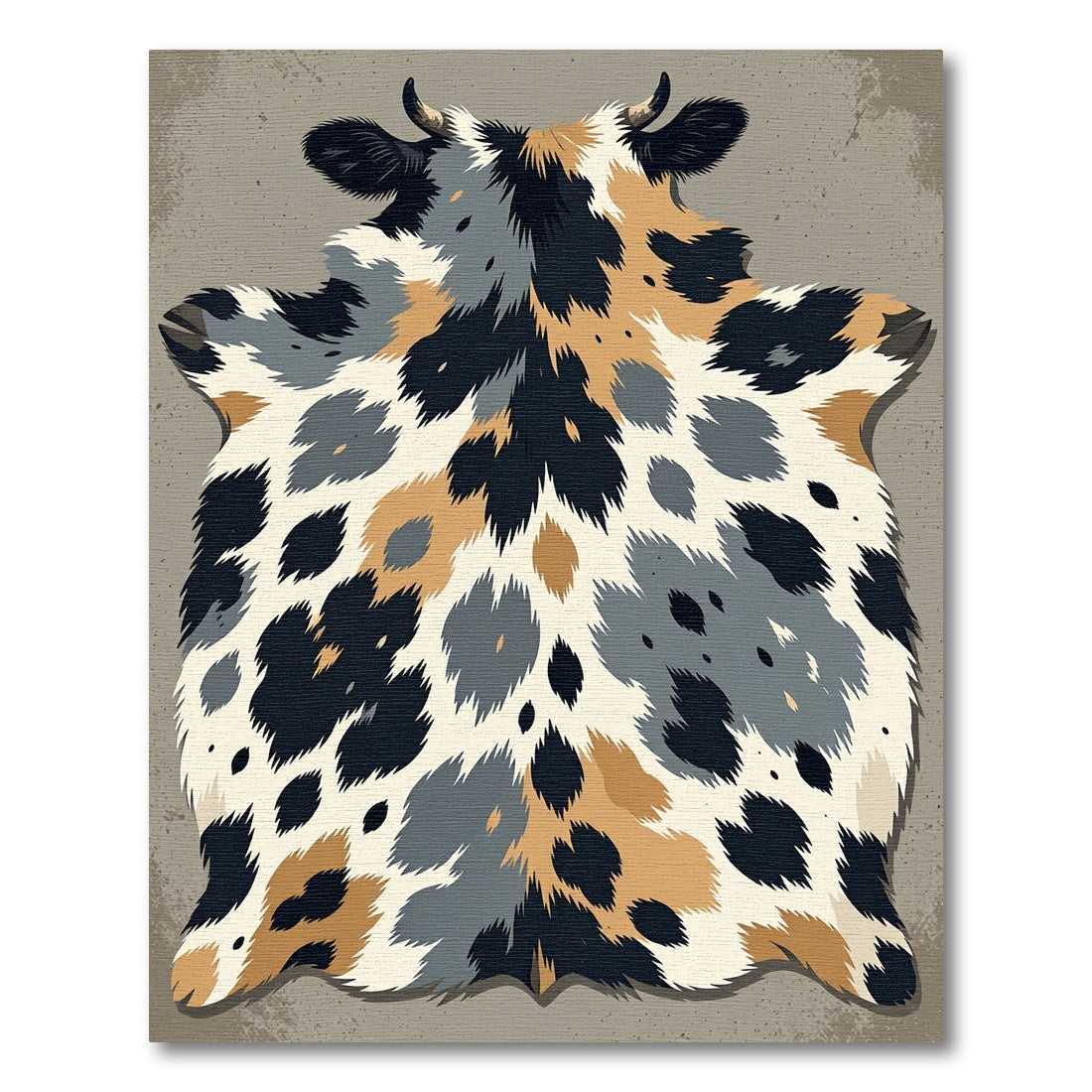 Calico Cow Hide Patchwork Rug