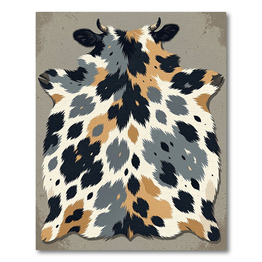 Calico Cow Hide Patchwork Rug
