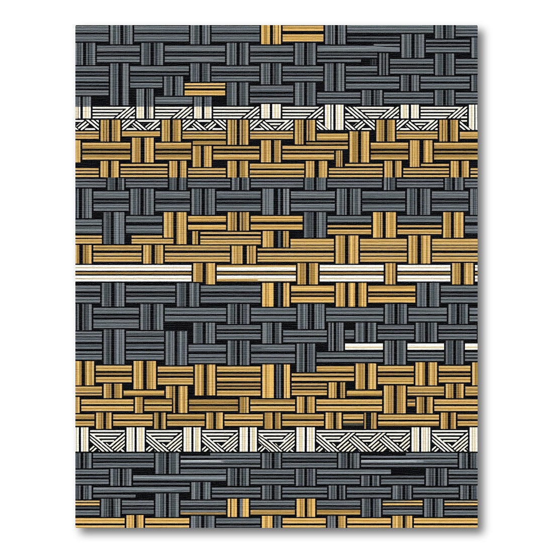 Modern Woven Golden Charcoal Geometric Texture Rug