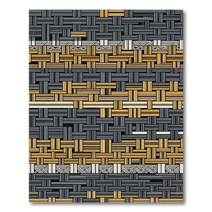 Modern Woven Golden Charcoal Geometric Texture Rug