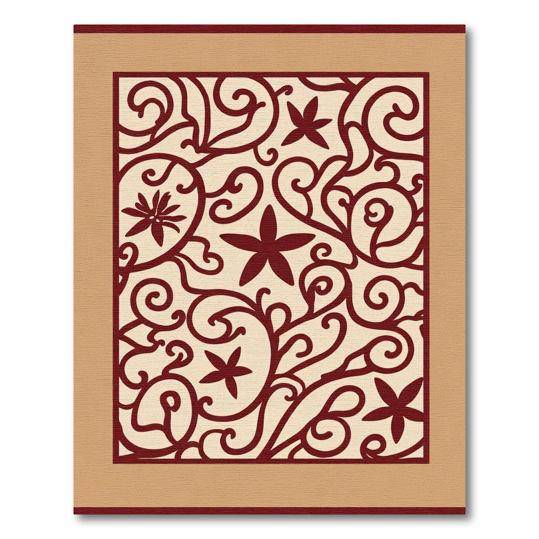 Crimson Floral Vine Scroll Rug