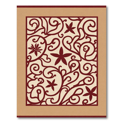 Crimson Floral Vine Scroll Rug