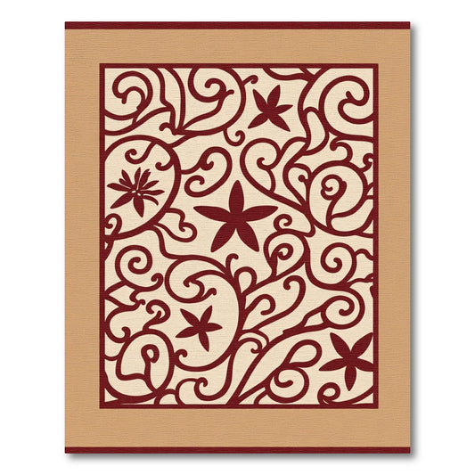 Crimson Floral Vine Scroll Rug