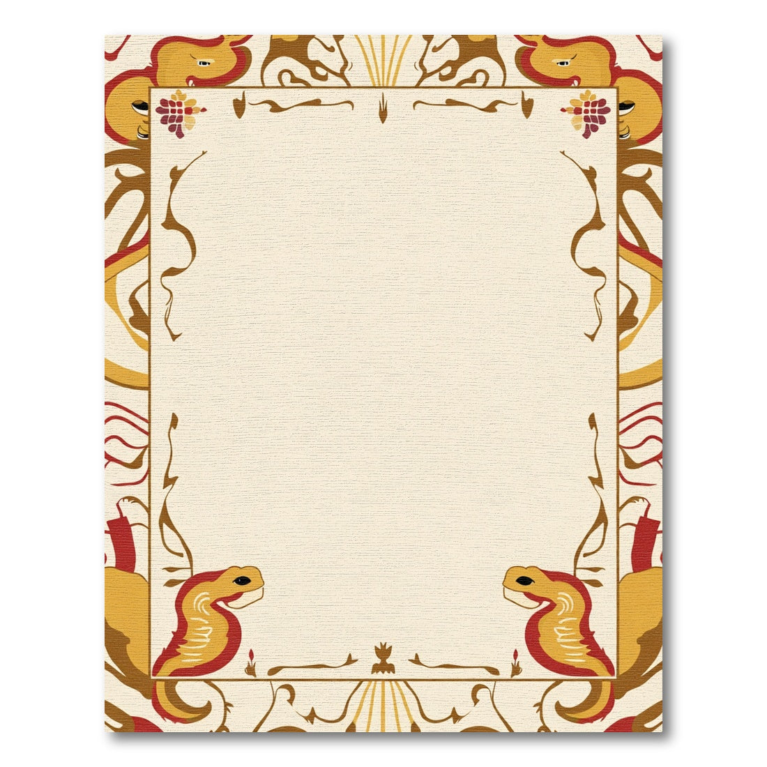 Golden Red Serpent Art Nouveau Border Rug