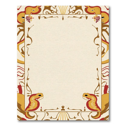 Golden Red Serpent Art Nouveau Border Rug