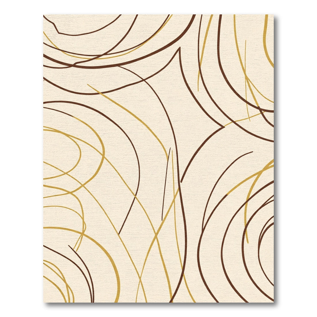 Cream Brown Abstract Swirls Rug