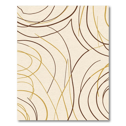 Cream Brown Abstract Swirls Rug