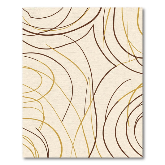 Cream Brown Abstract Swirls Rug