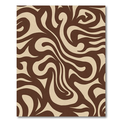Brown Swirl Abstract Beige Cream Rug