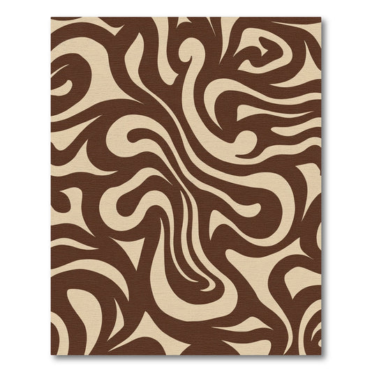Brown Swirl Abstract Beige Cream Rug