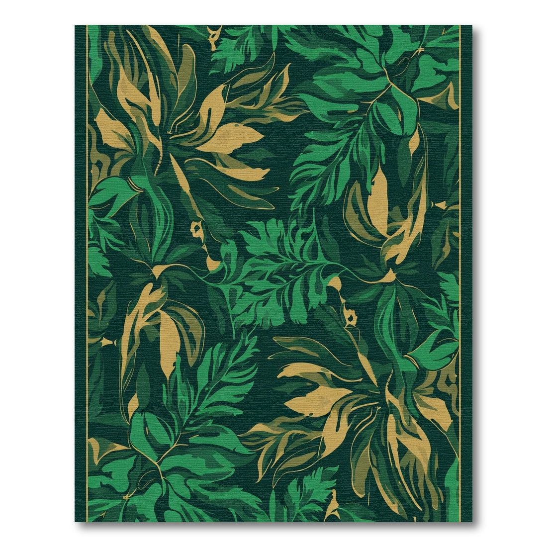 Dark Emerald Jungle Leaf Botanical Rug