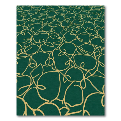 Emerald Green Gold Vine Scroll Rug